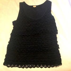 J Crew Islet Lace Black Tank